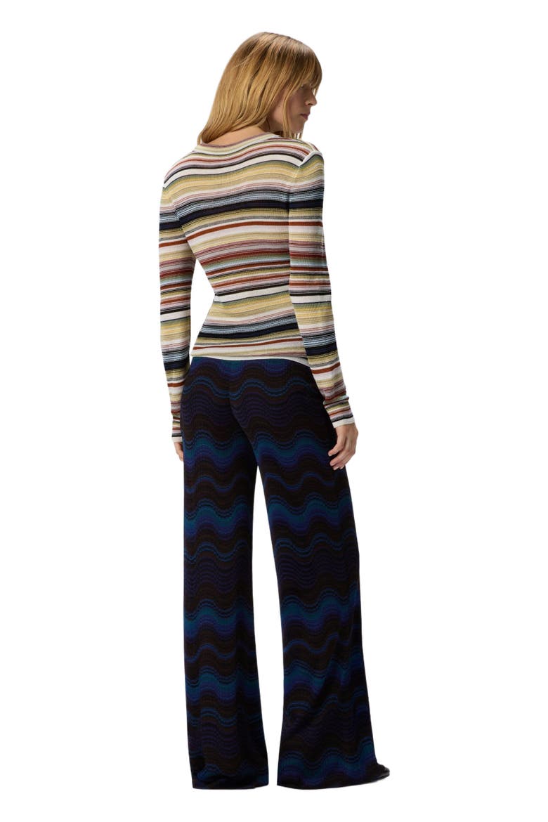 Palazzo Trousers With Wave Pattern, Alternate, color, Yellow & Brown