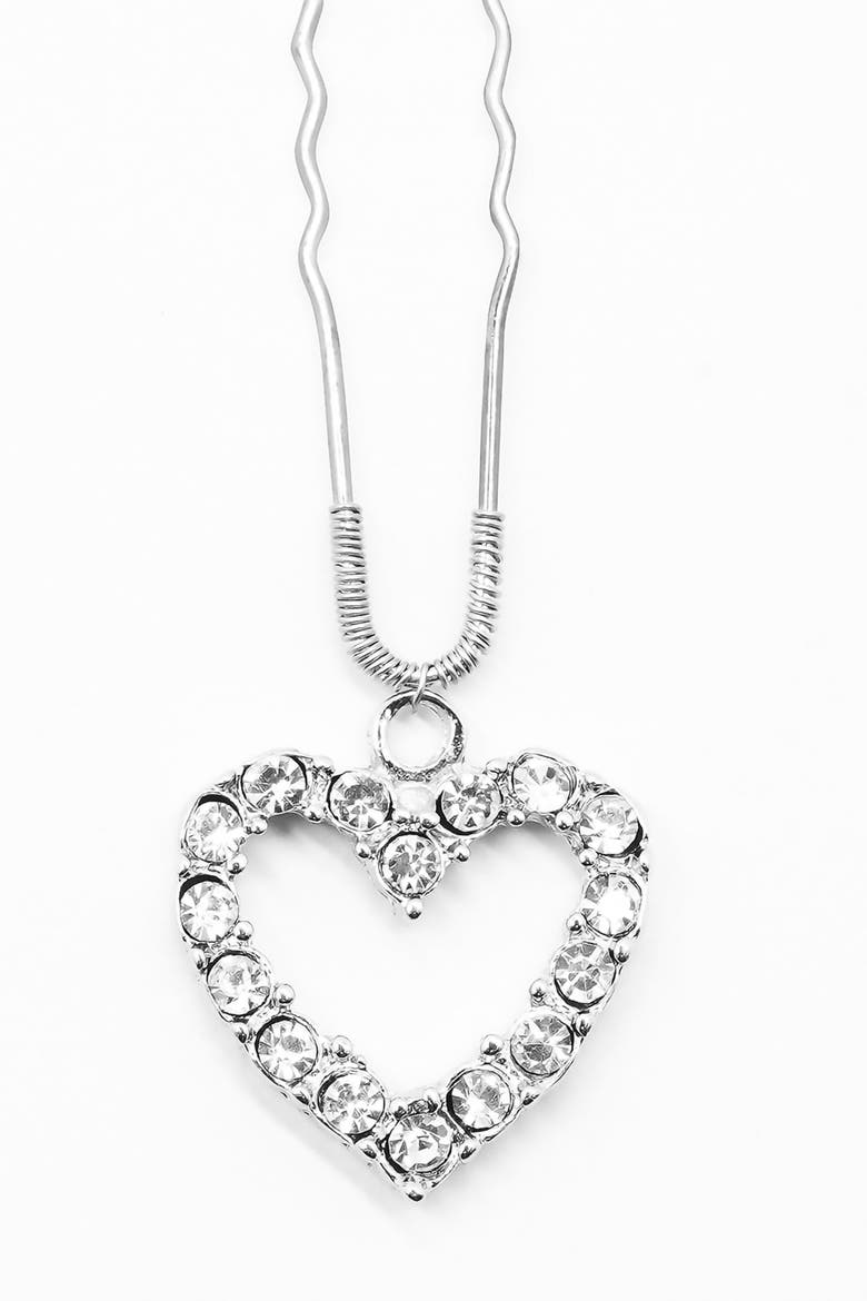 Crystal Heart Silver Pin, Alternate, color, Silver