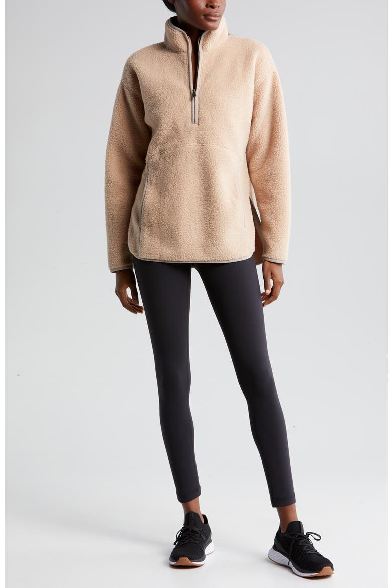 Faux Shearling Half Zip Jacket, Alternate, color, TAN TAUPE