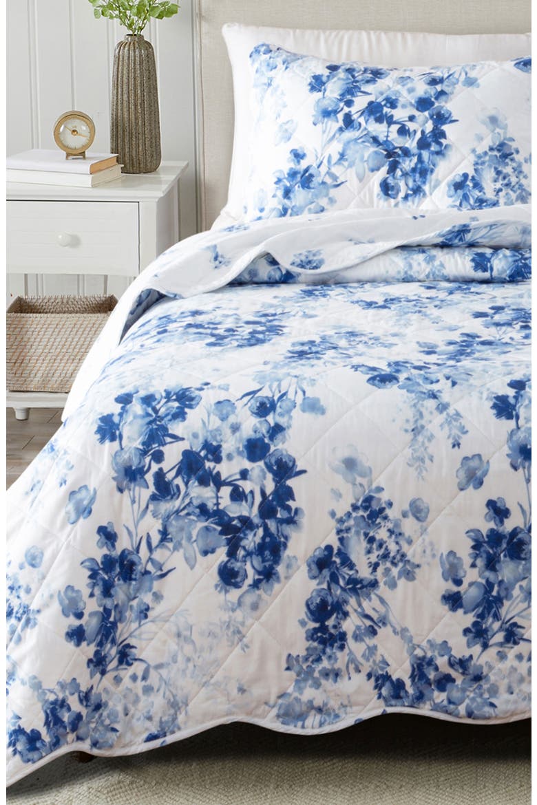 Watercolor Floral Reversible Microfiber Quilt Set, Alternate, color, FLORAL BURST