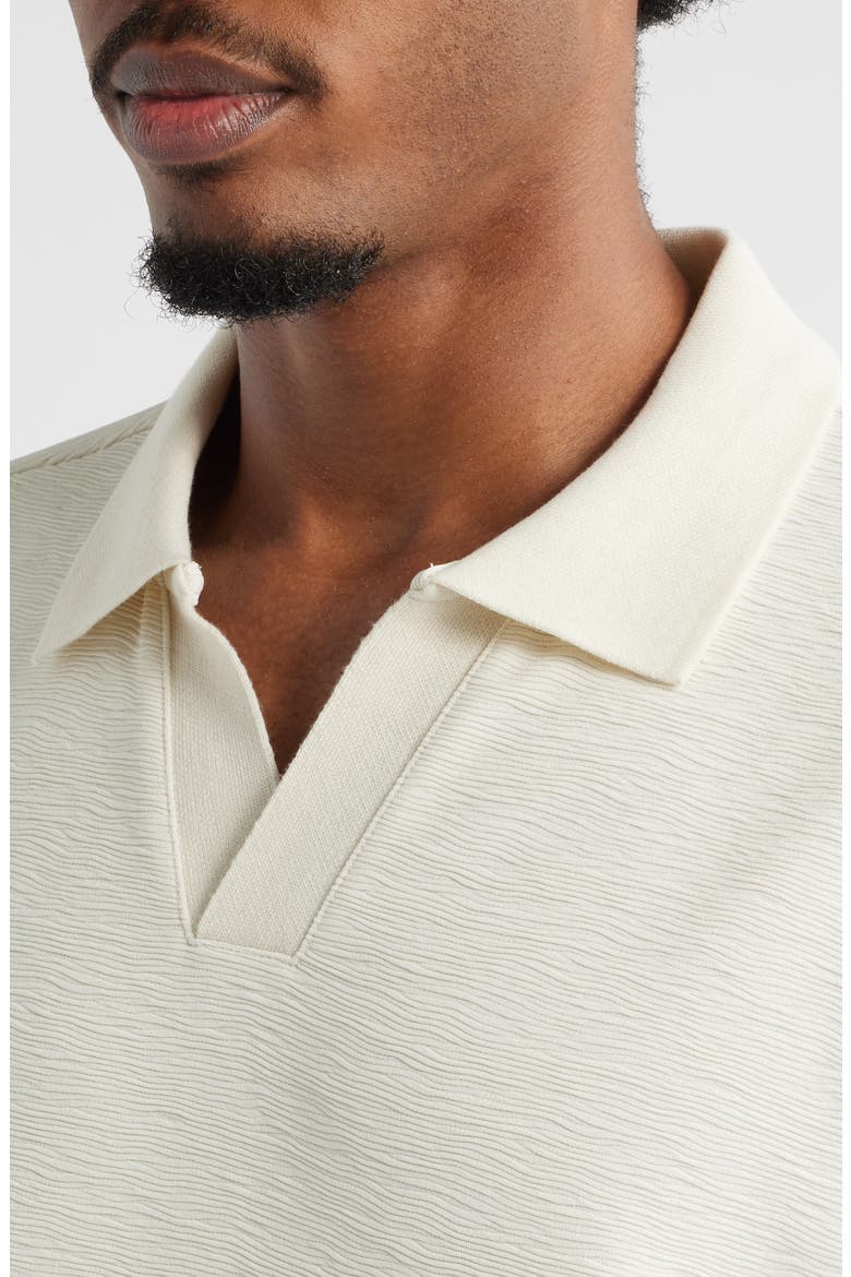 Wave Texture Johnny Collar Polo, Alternate, color, IVORY DOVE