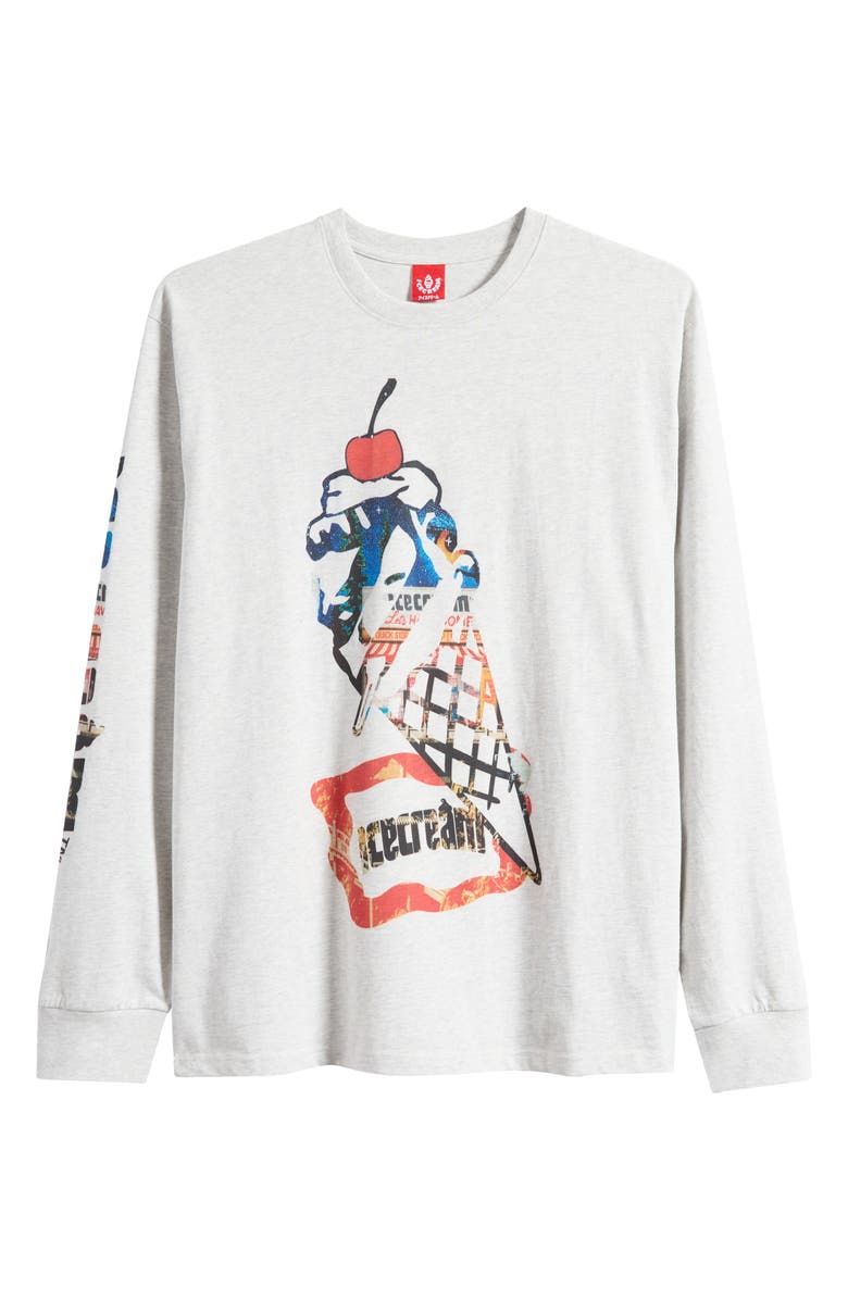 ICECREAM Cone Man Graphic Long Sleeve T-Shirt, Alternate, color, Light Gray
