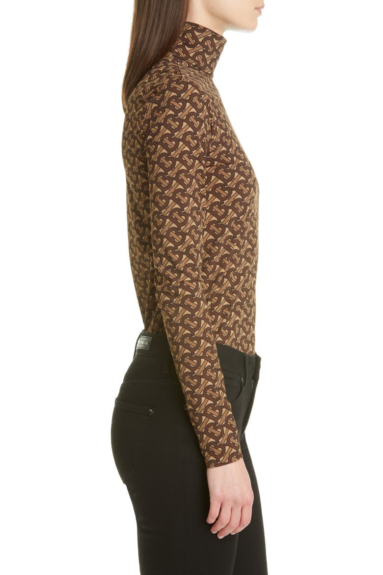 Trancura TB Monogram Print Stretch Jersey Top, Alternate, color, BRIDLE BROWN IP PTTN