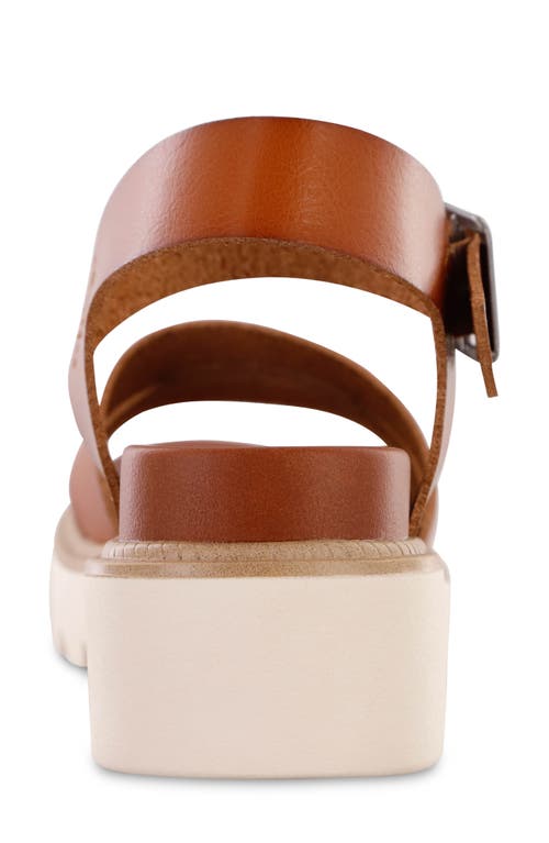 Mia Jovie Ankle Strap Platform Wedge Sandal In Cognac