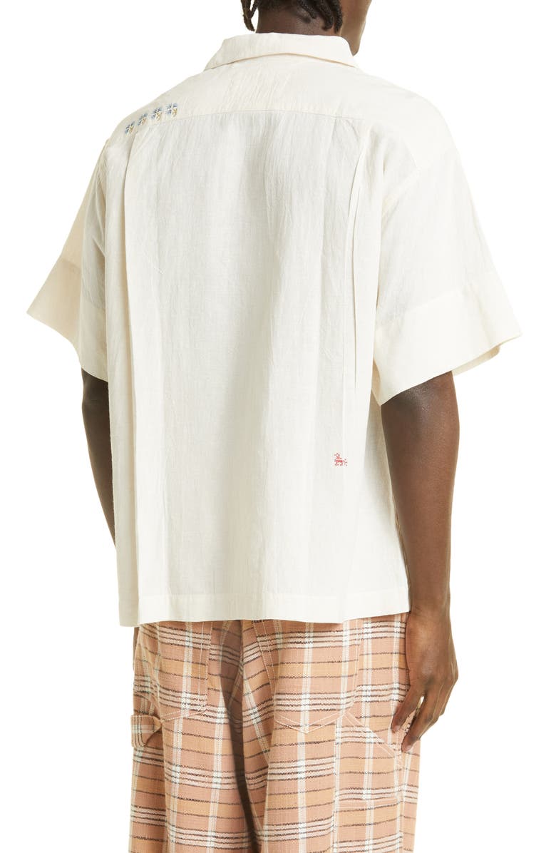 Story mfg. Greetings Hand Embroidered Floral Organic Cotton Camp Shirt, Alternate, color, 