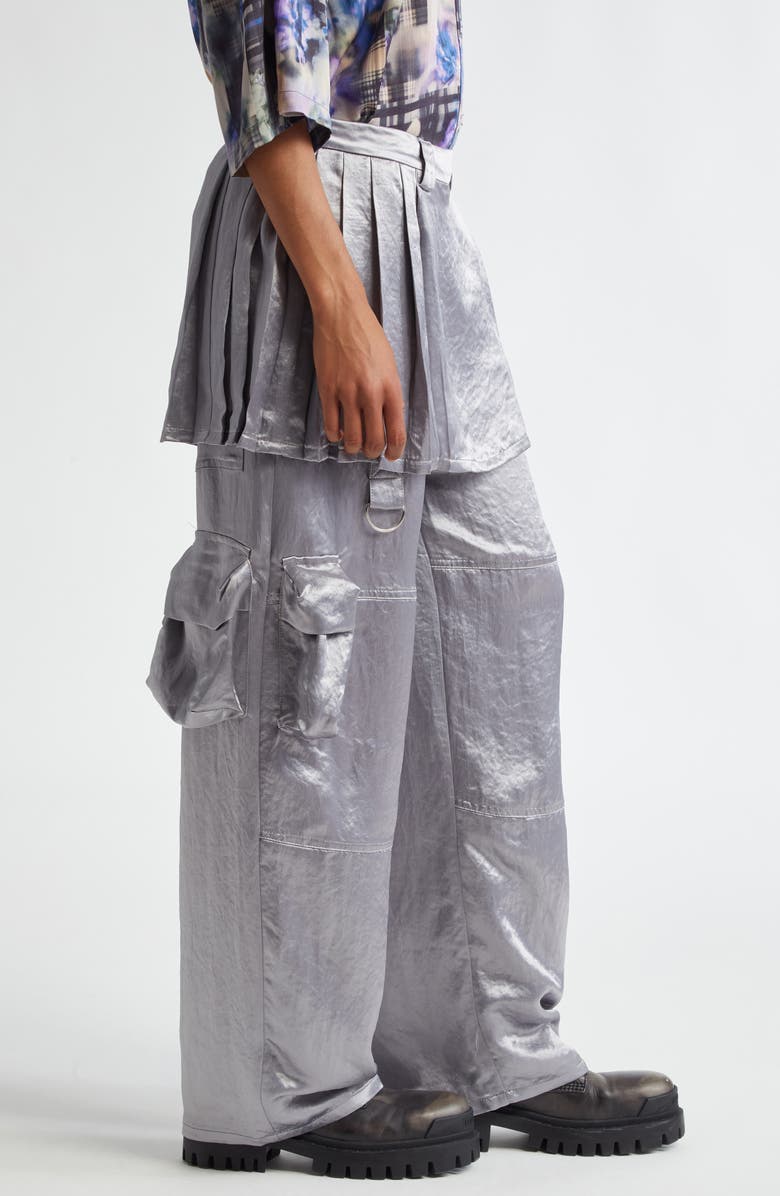 Collina Strada Clover Skirt Overlay Satin Cargo Pants, Alternate, color,