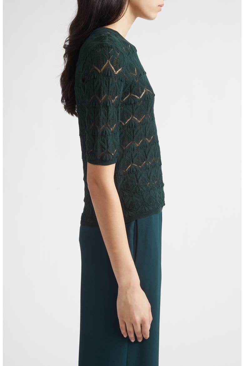 Pointelle Knit Cotton Blend Sweater, Alternate, color, JUNIPER
