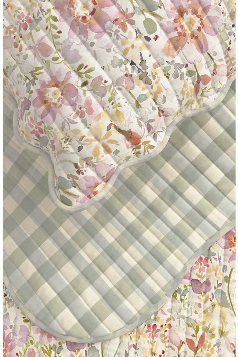 Floral Lattice Scalloped Quilt, Alternate, color, GARDEN BLOOMS