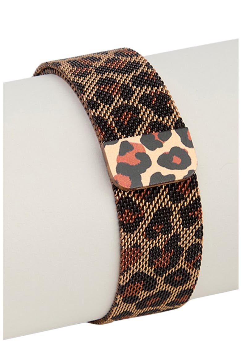 Leopard Metal Mesh Apple Watch® Watchband, Alternate, color, BROWN