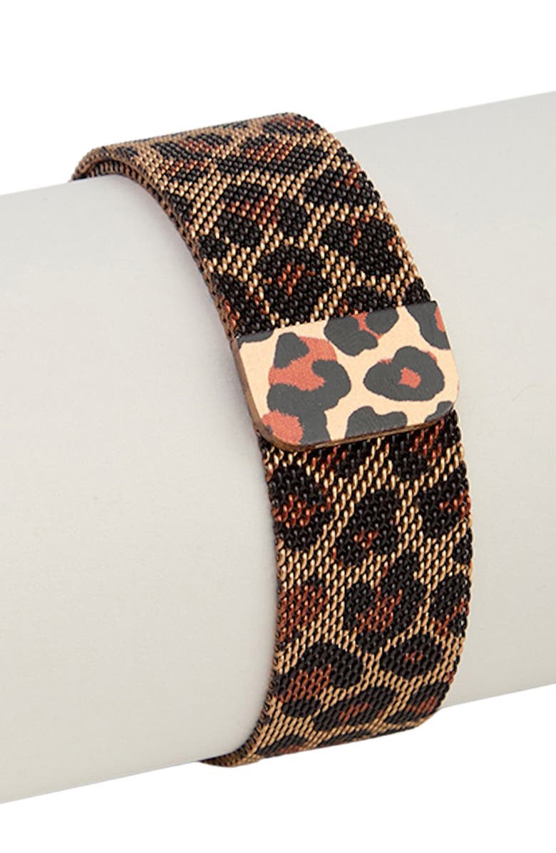 SAACHI Leopard Metal Mesh Apple Watch<sup>®</sup> Watchband, Alternate, color, Brown