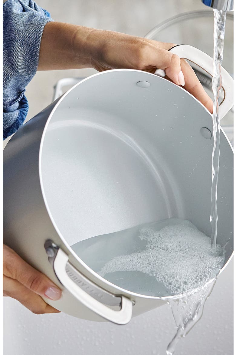 x Bobby Flay Professional Ceramic Nonstick 6-Quart Stockpot with Lid, Alternate, color, CREAM