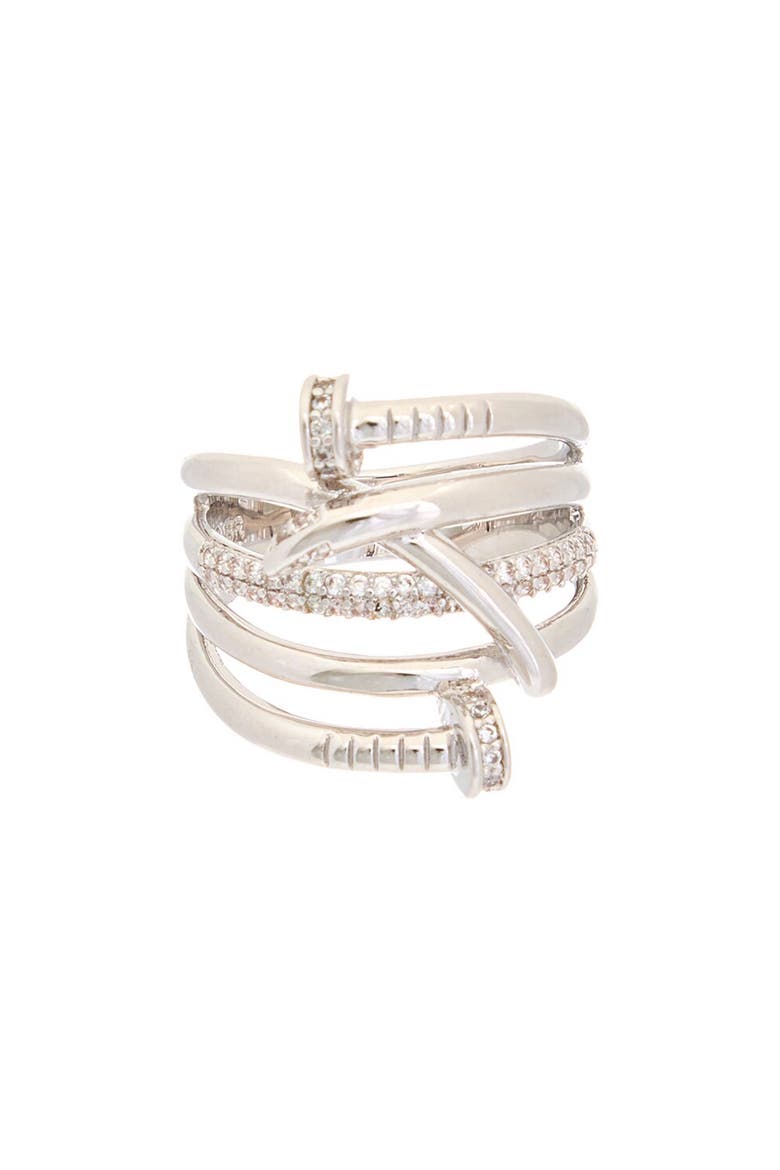 CZ Wrap Ring, Main, color, WHITE GOLD
