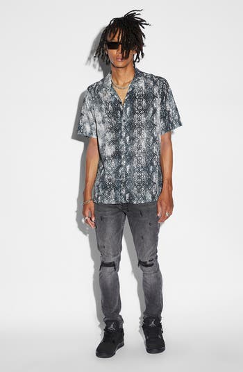 Mamba Snakeskin Print Camp Shirt