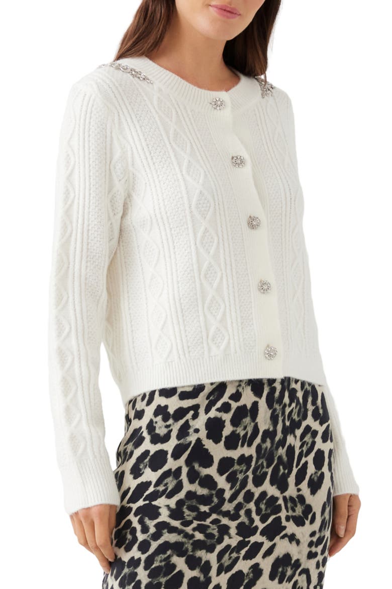 Embellished Cardigan, Alternate, color, CREAM