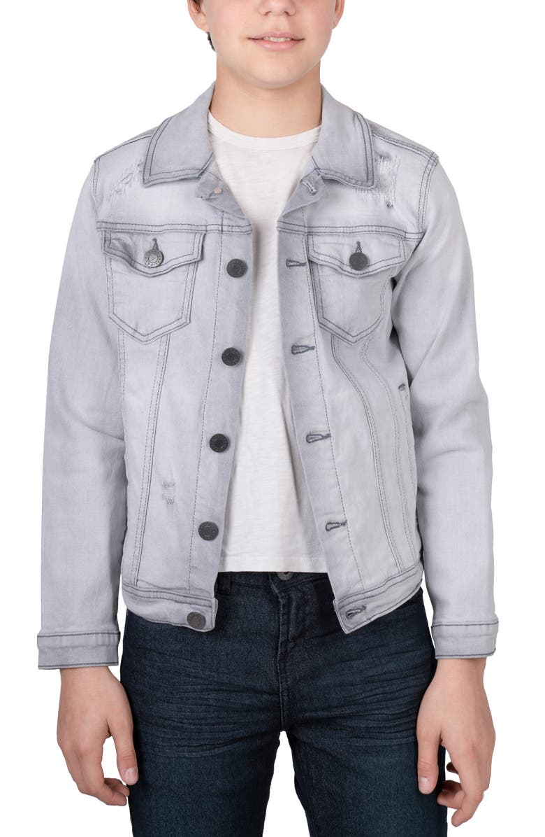 XRAY Kids' Distressed Denim Jacket, Alternate, color, Grey