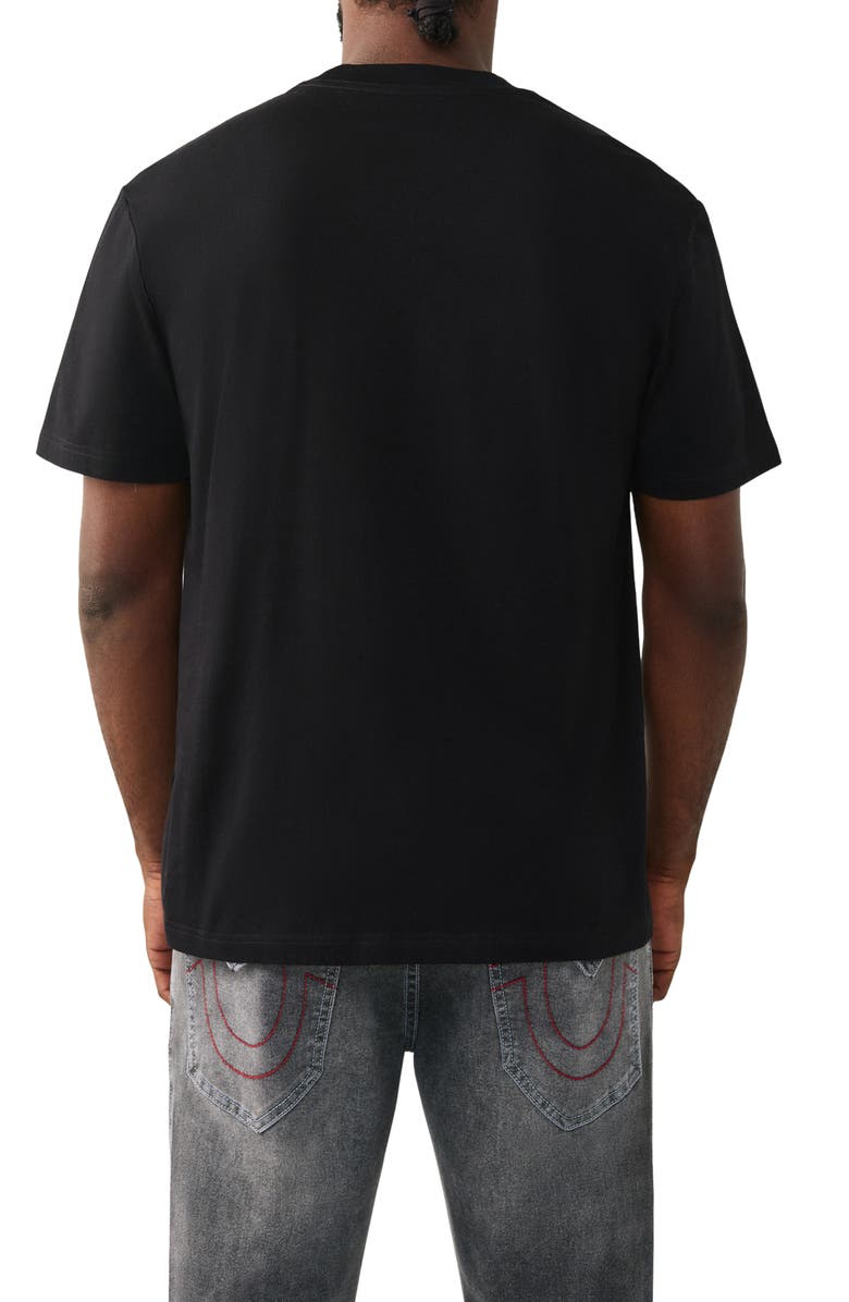 True Religion Studded Buddha Graphic T-Shirt, Alternate, color, Jet Black