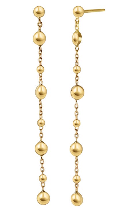 14K Gold Linear Drop Earrings
