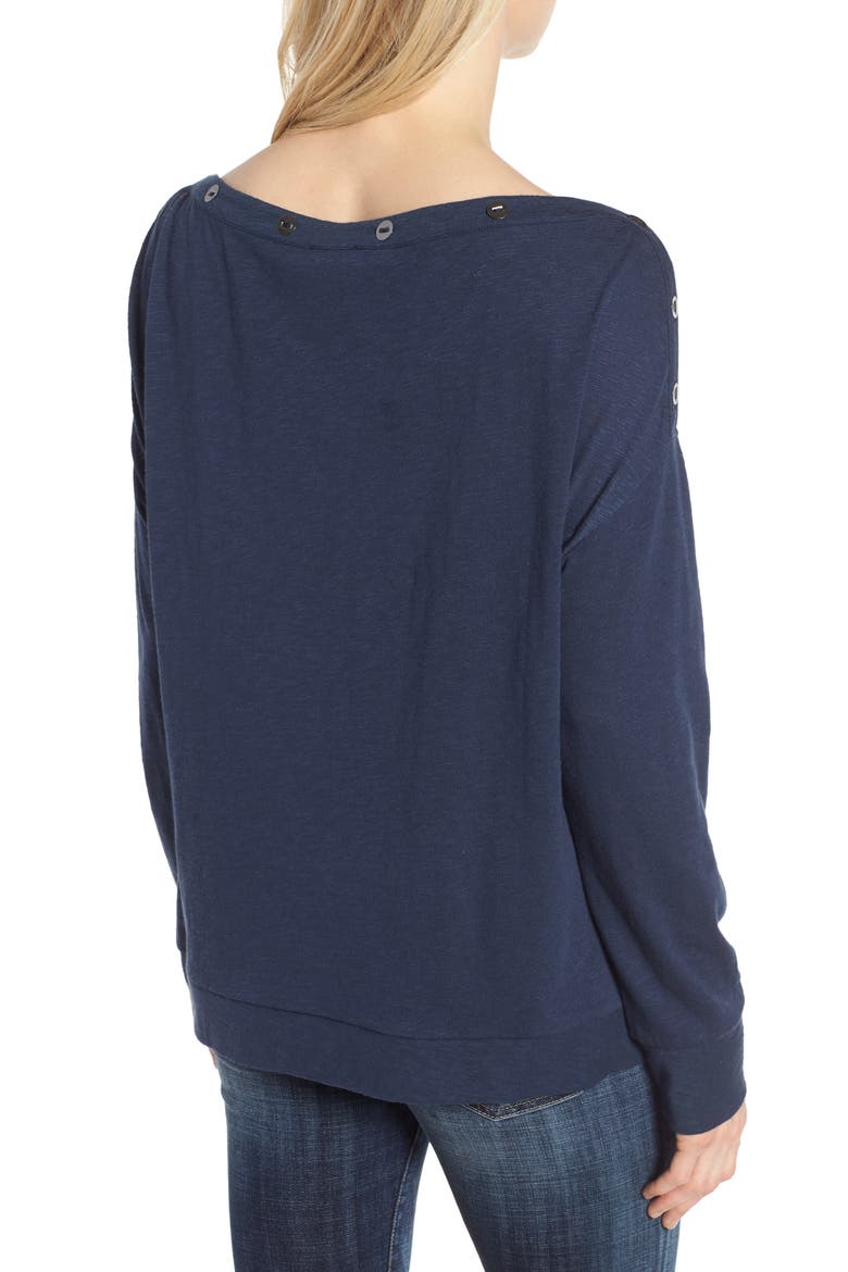 Button Neck Tee, Alternate, color, NAVY INDIGO
