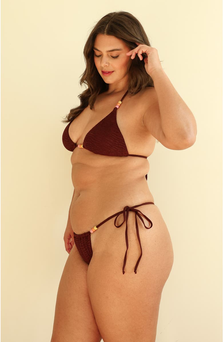 Dippin Daisys Bora Cheeky Bikini Bottom, Alternate, color, Mocha Crinkle