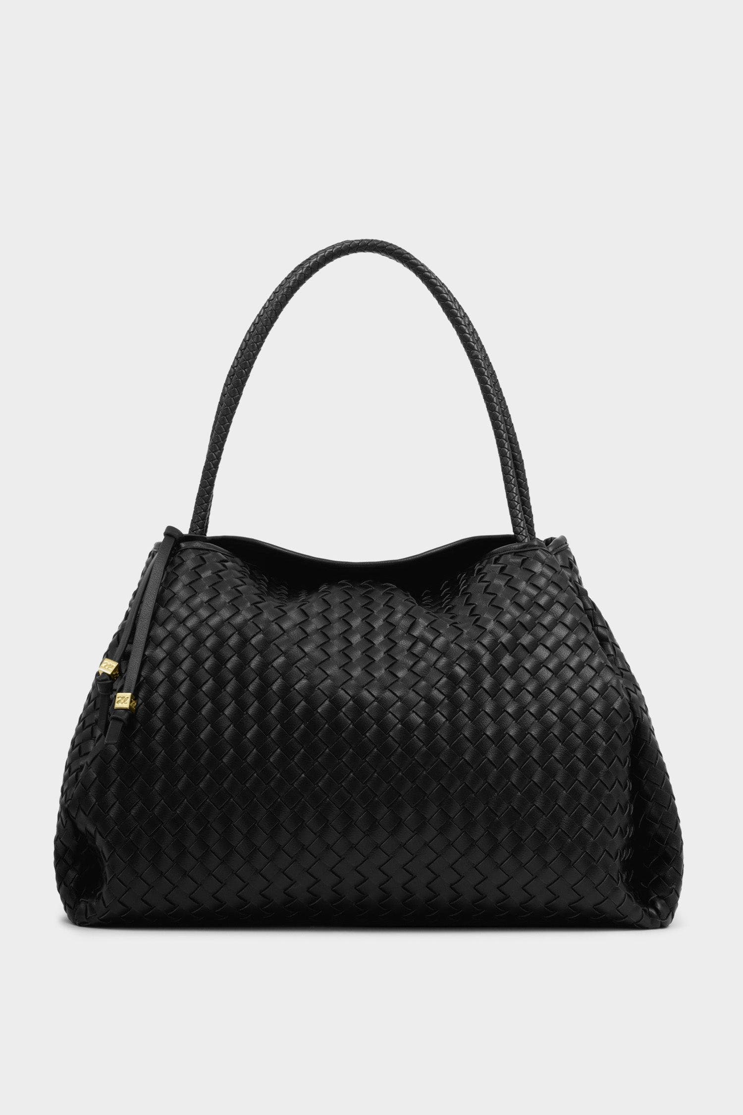 Katie Loxton Nova Hand Woven Large Shoulder Bag in Black, Main, color, Black