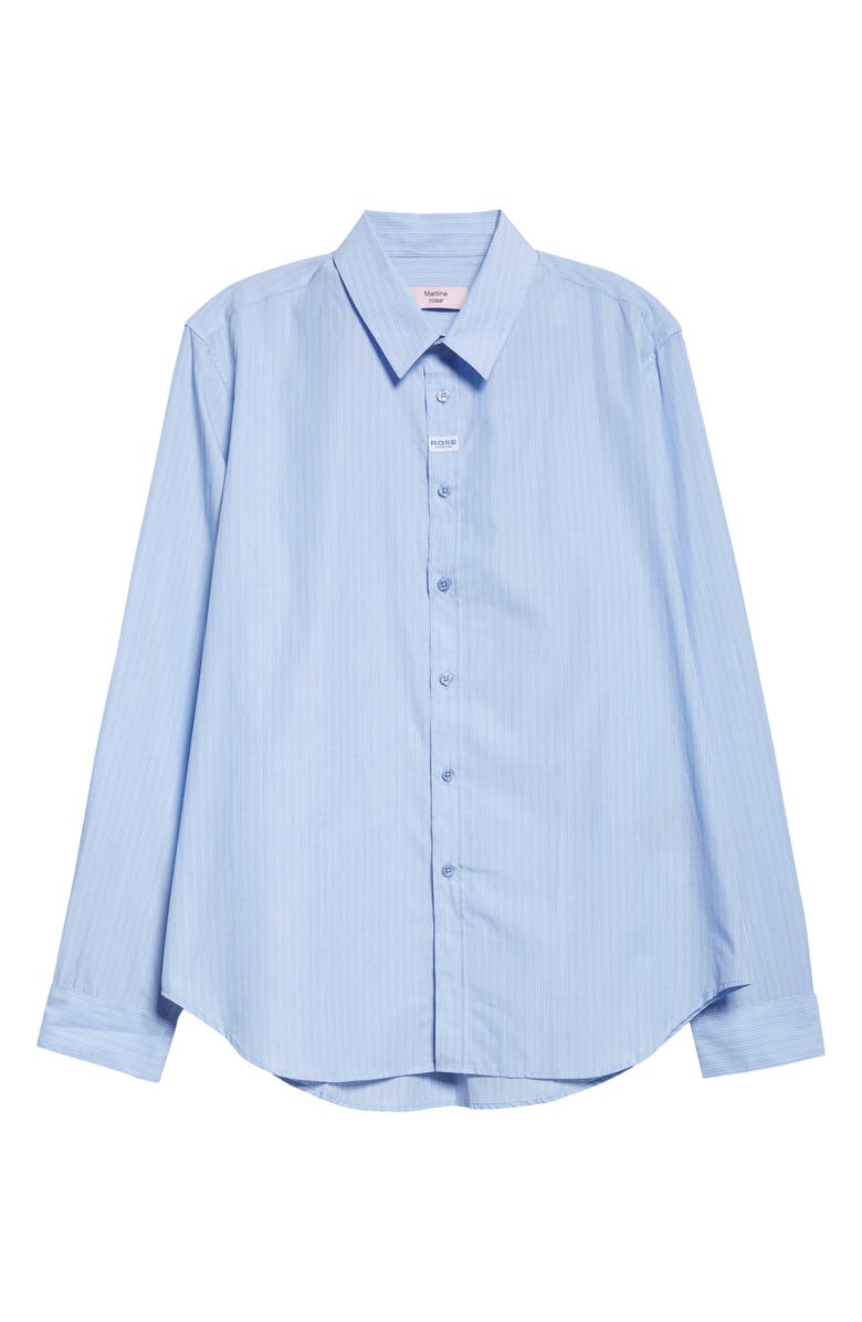 Martine Rose Classic Logo Stripe Button-Up Shirt, Alternate, color, Blue-White Stripe