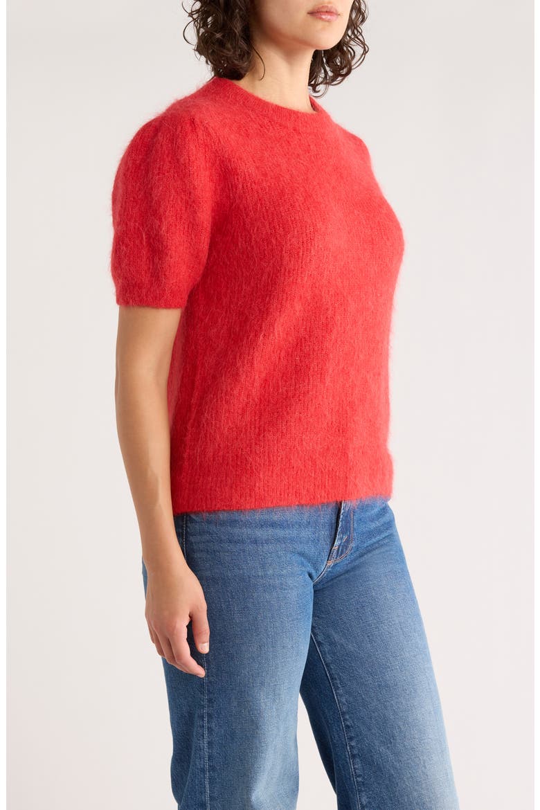 Puff Short Sleeve Suri Alpaca Blend Sweater, Alternate, color, CHERRY RED