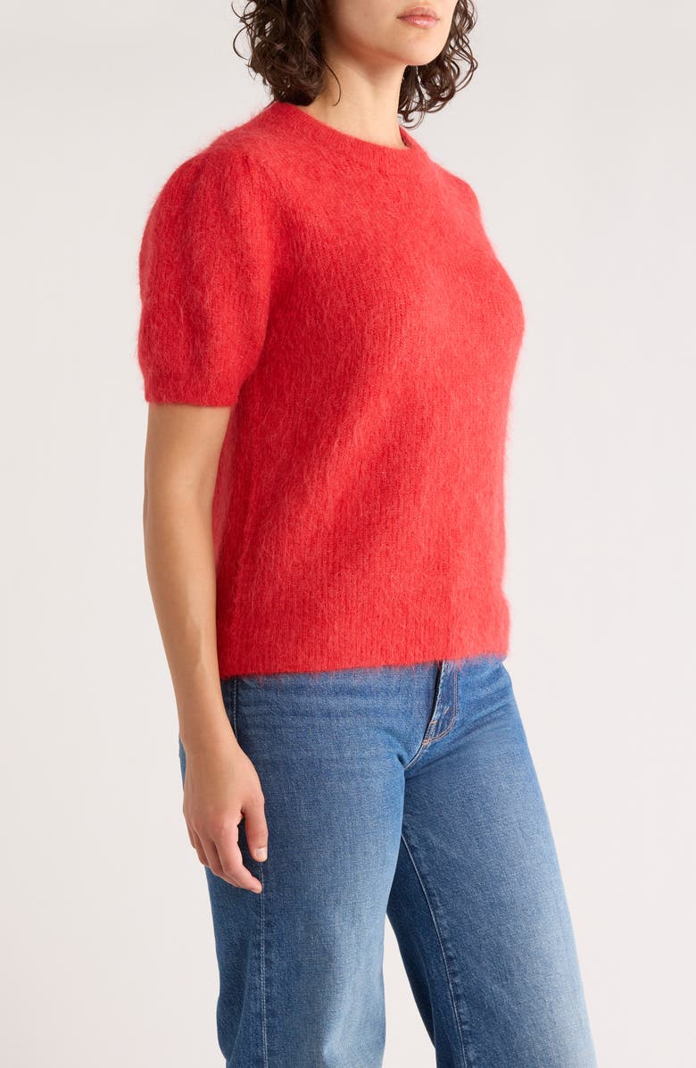 Marine Layer Puff Short Sleeve Suri Alpaca Blend Sweater, Alternate, color, Cherry Red