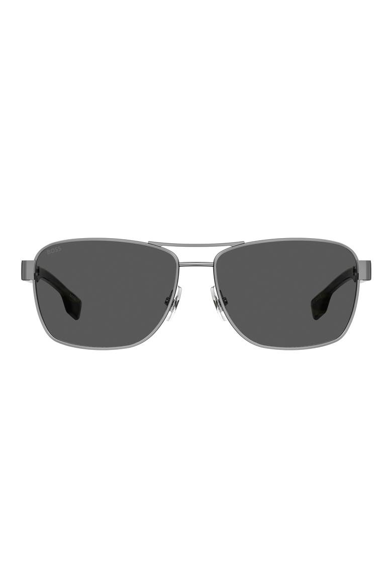 1240/S 60mm Rectangular Sunglasses, Main, color, DARK RUTHENIUM