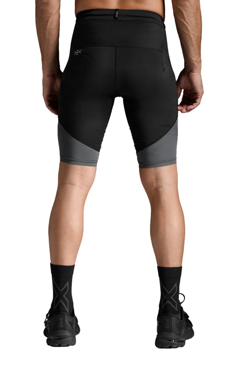2XU Light Speed React Comp Shorts, Alternate, color, Black/White Reflective