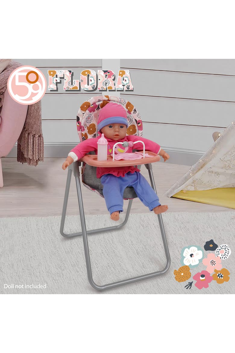 Melange Flora Foodie Doll Highchair 5Pc Feeding Accessories,3+, Alternate, color, Multicolored
