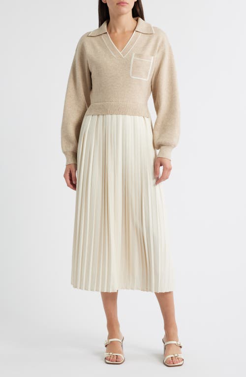 Zoe And Claire Long Sleeve Twofer Sweater Dress In Metallic