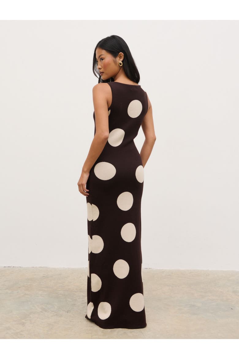 Sarover Polka Maxi Knit Dress, Alternate, color, Brown And Cream