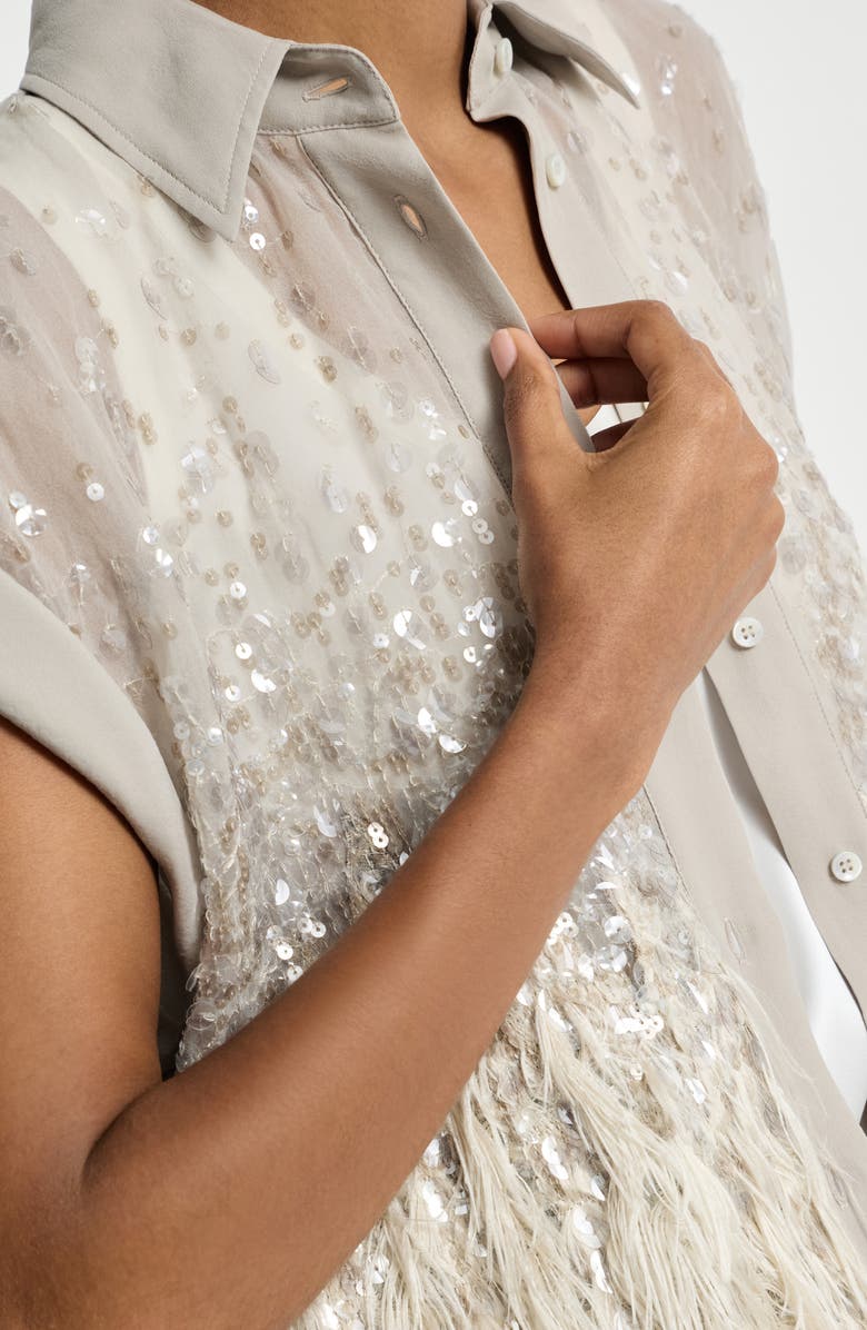 Brunello Cucinelli Dazzling dégradé shirt, Alternate, color, Silver