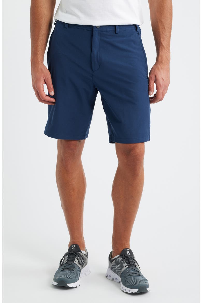 Radius Flex Water Resistant Flat Front Shorts, Main, color, TRUE NAVY