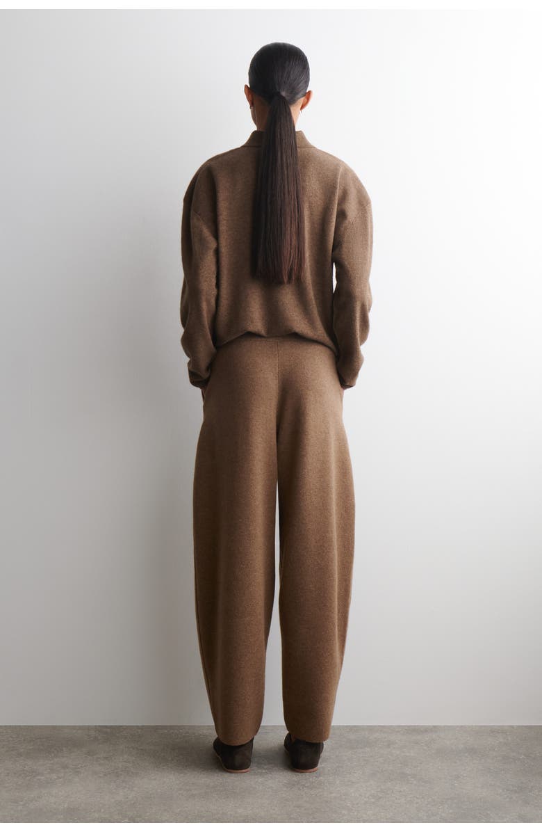 COS Merino Wool Barrel-Leg Pants, Alternate, color, Brown Mélange