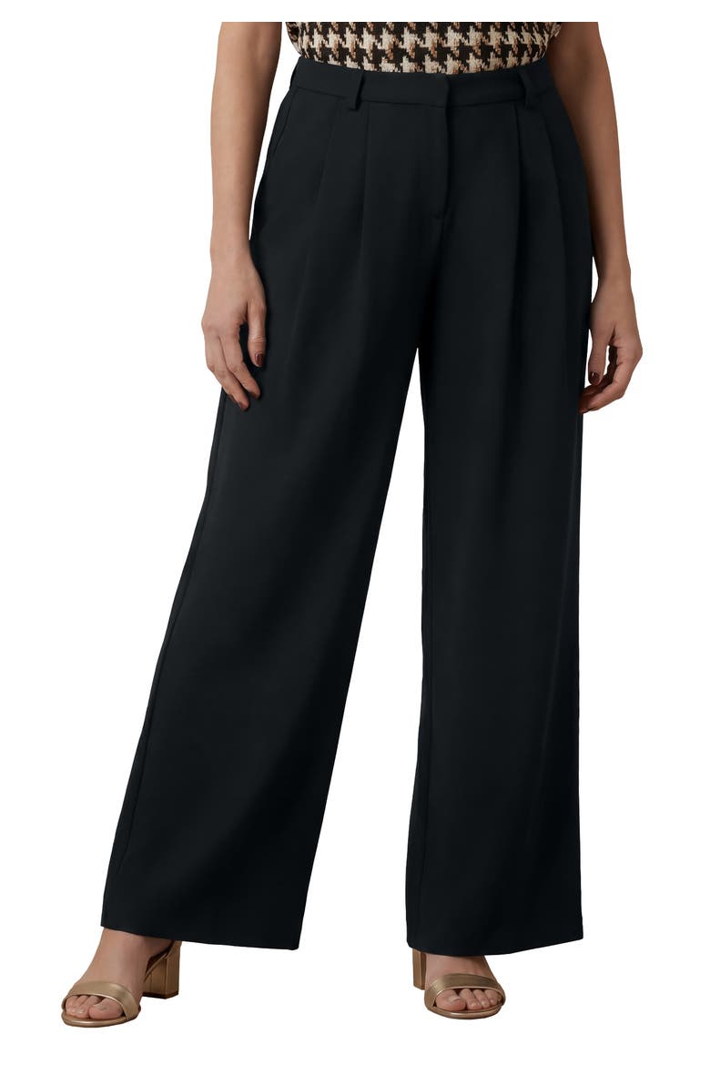 Wide Leg Pleated Trouser, Main, color, BLACK