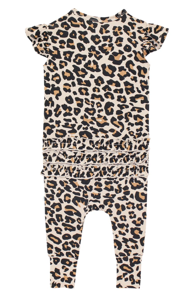 Posh Peanut Lana Leopard Ruffle Cap Sleeve Romper, Alternate, color, 
