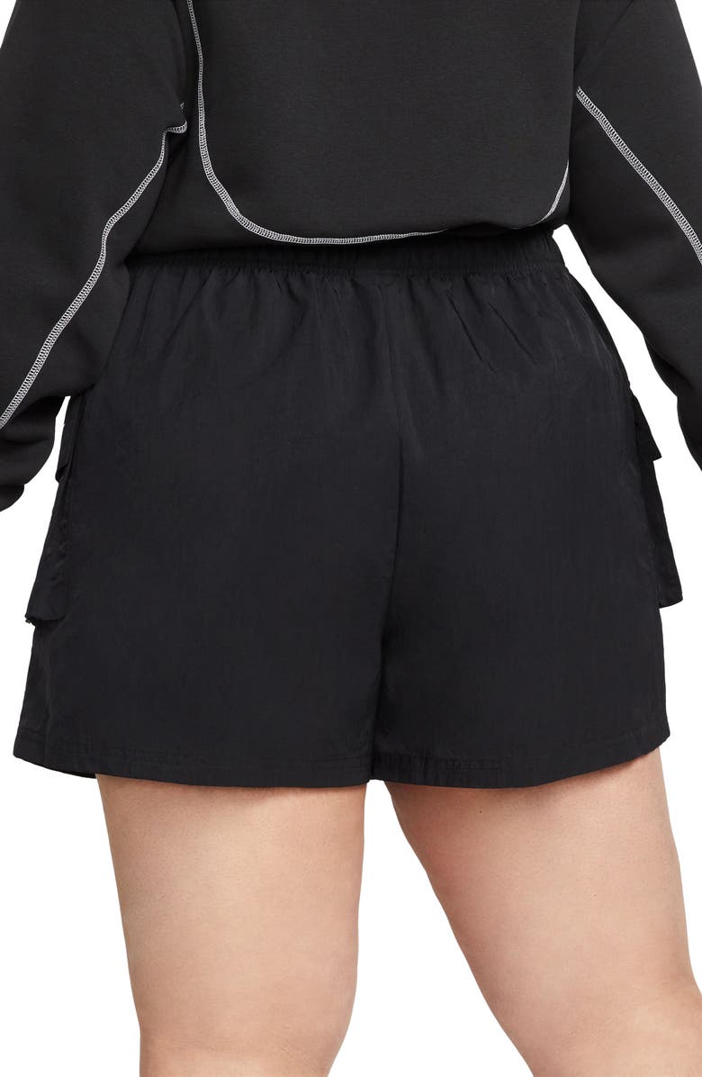 Nike Sportswear Essential Woven High Waist Shorts, Alternate, color, Black/ White