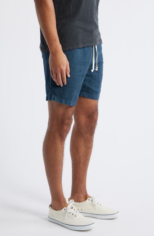 Alex Crane Bo Linen Drawstring Shorts In Overdye Dusk