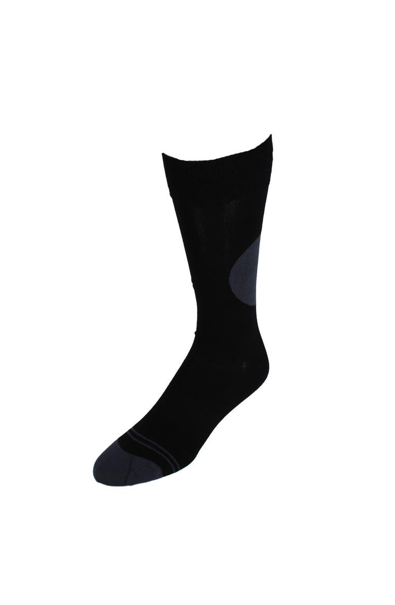 DeadSoxy Men's Circle Patch Mid-Calf Premium Novelty Dress Socks, Main, color, Black