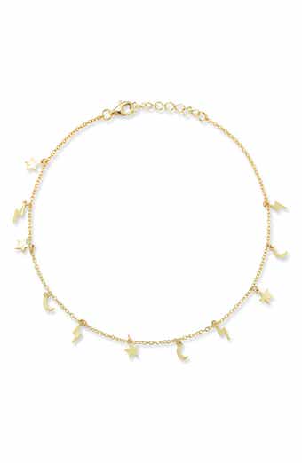 Star, Moon & Lightning Bolt Charm Anklet
