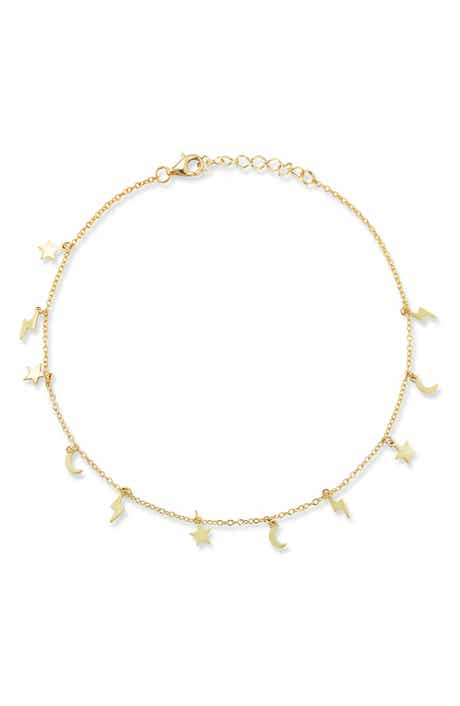 Star, Moon & Lightning Bolt Charm Anklet