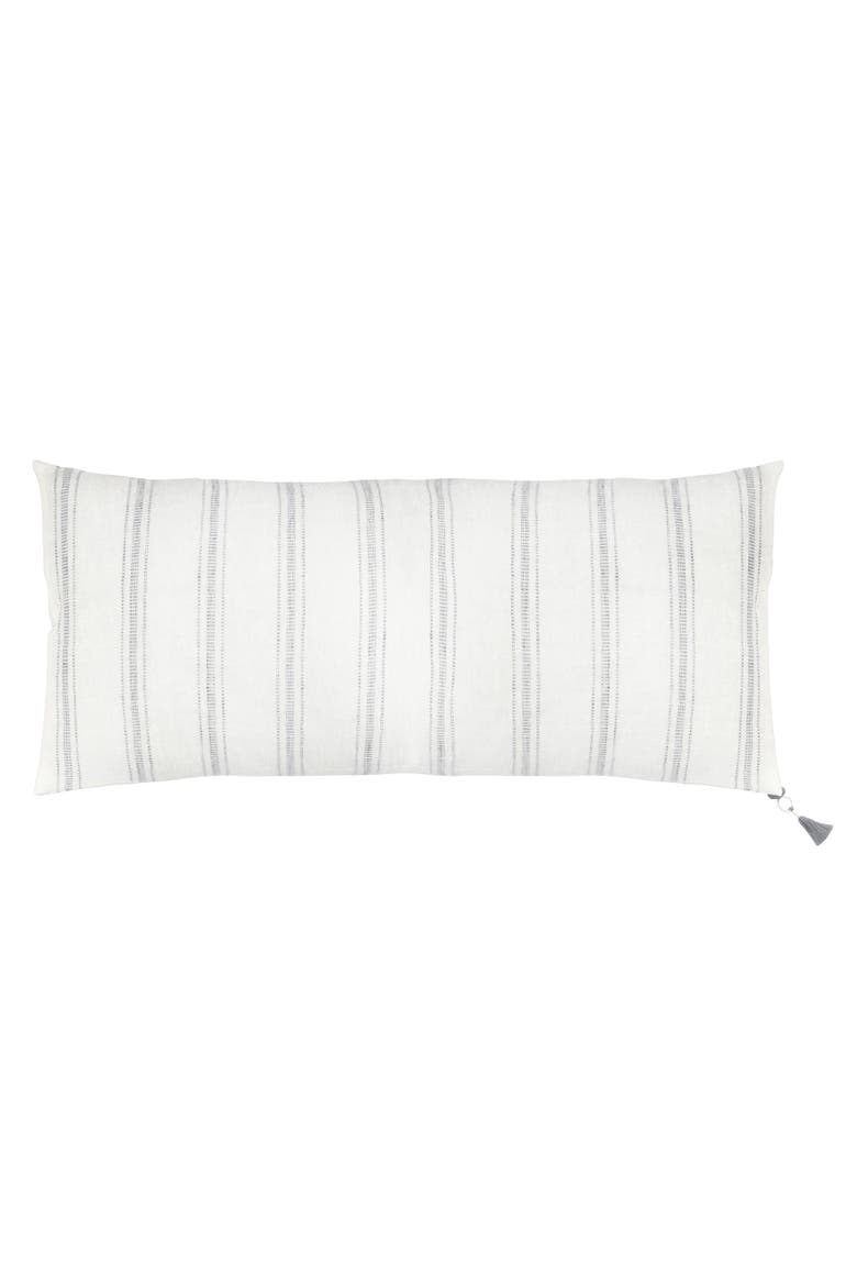 Linen Pillow with Down Alternative Insert, Main, color, Grey