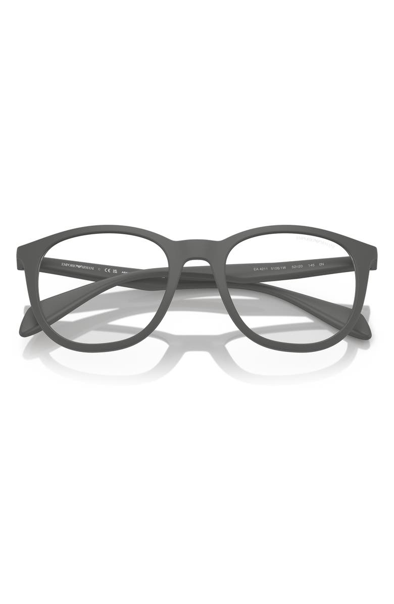 Emporio Armani 52mm Phantos Optical Glasses, Alternate, color, Matte Grey / Clear