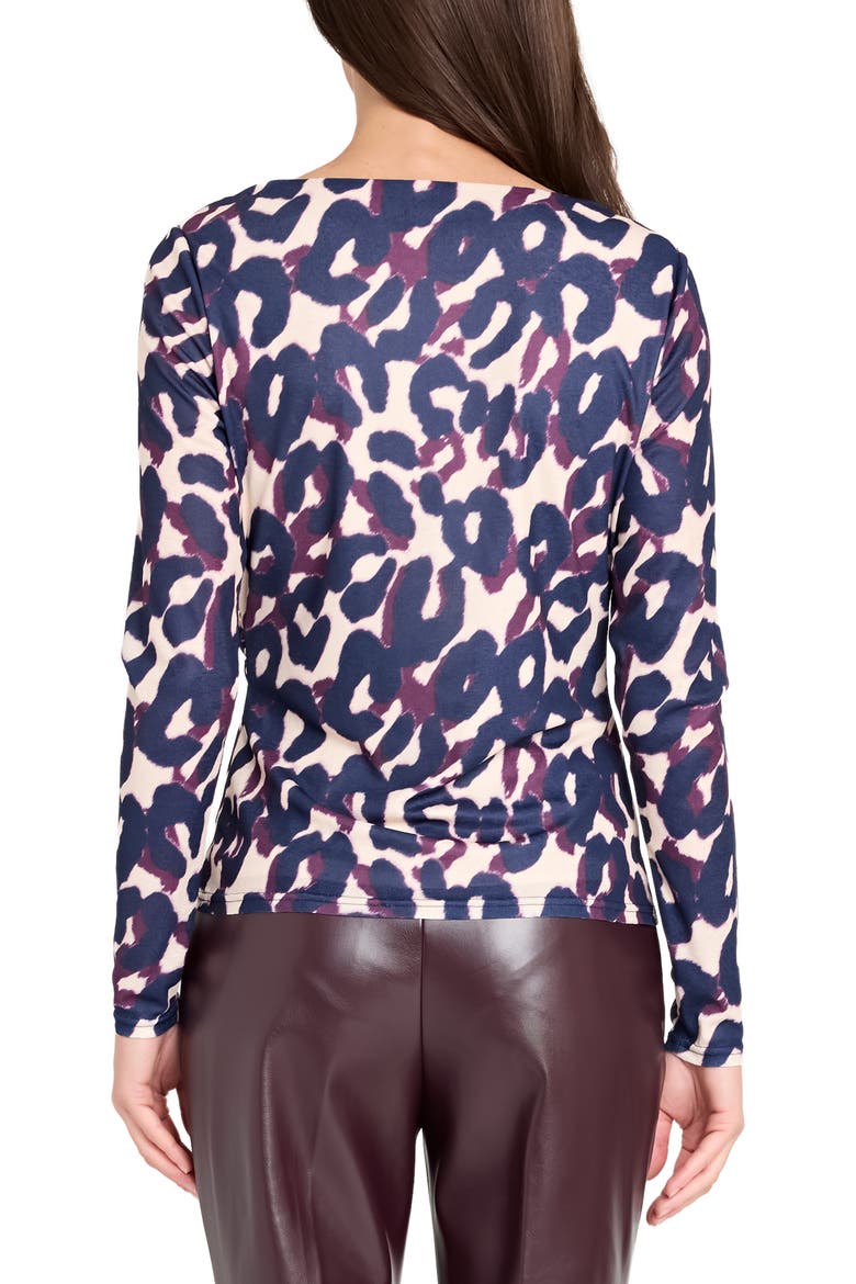 Abstract Print Cowl Neck Top, Alternate, color, PLUM LEOPARD