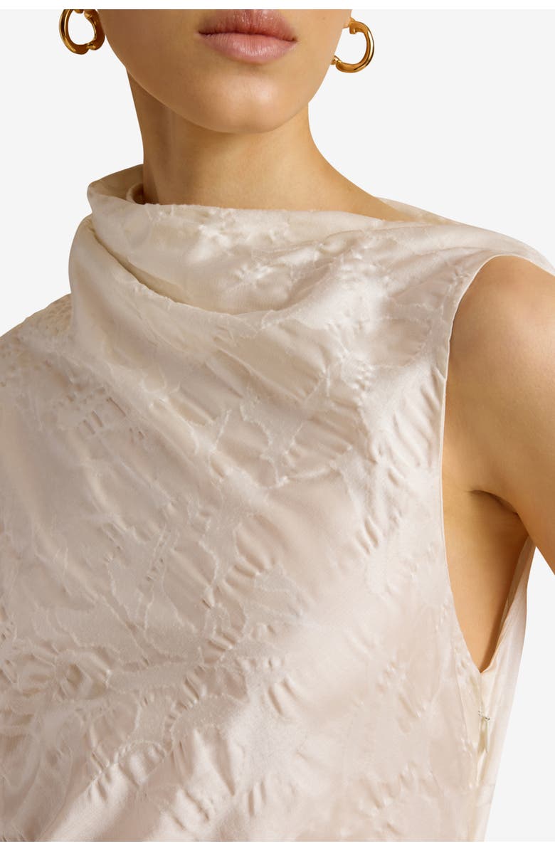 Marina Moscone Column Dress w/ Asymmetric Drape, Alternate, color, Ivory