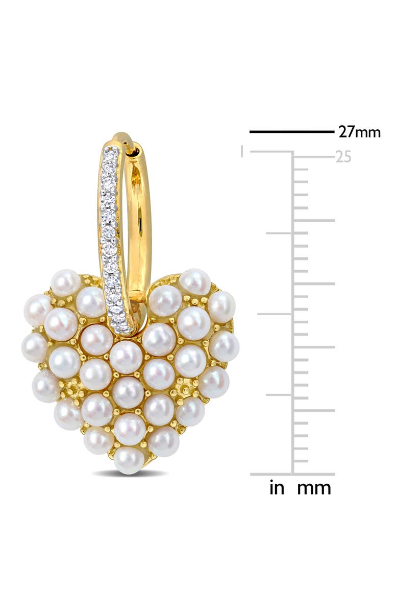 Julianna B. Pearl & Diamond Hoop Heart Earrings 14k, Alternate, color, Yellow Gold