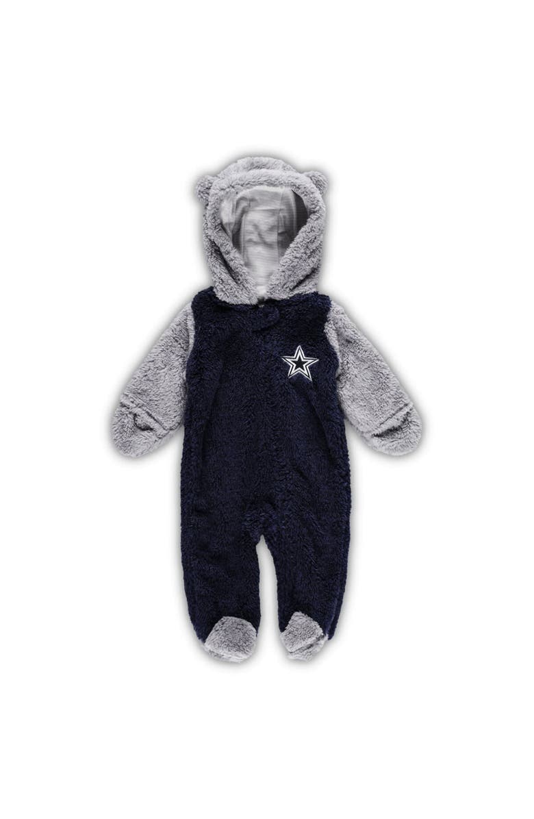 Outerstuff Newborn & Infant Navy/Gray Dallas Cowboys Game Nap Teddy Fleece Bunting Full-Zip Sleeper, Main, color, Navy