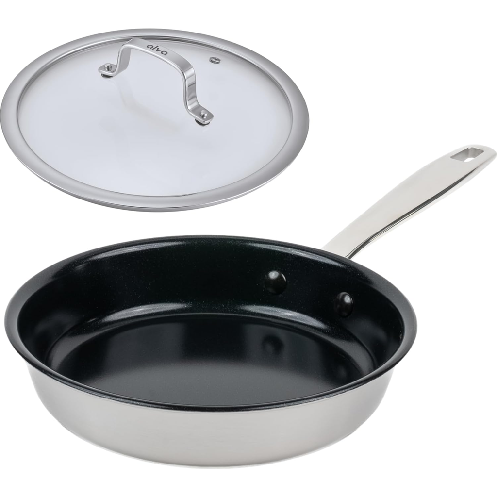 Alva Maestro Nonstick Stainless Steel Frying Pan With Lid In Gray