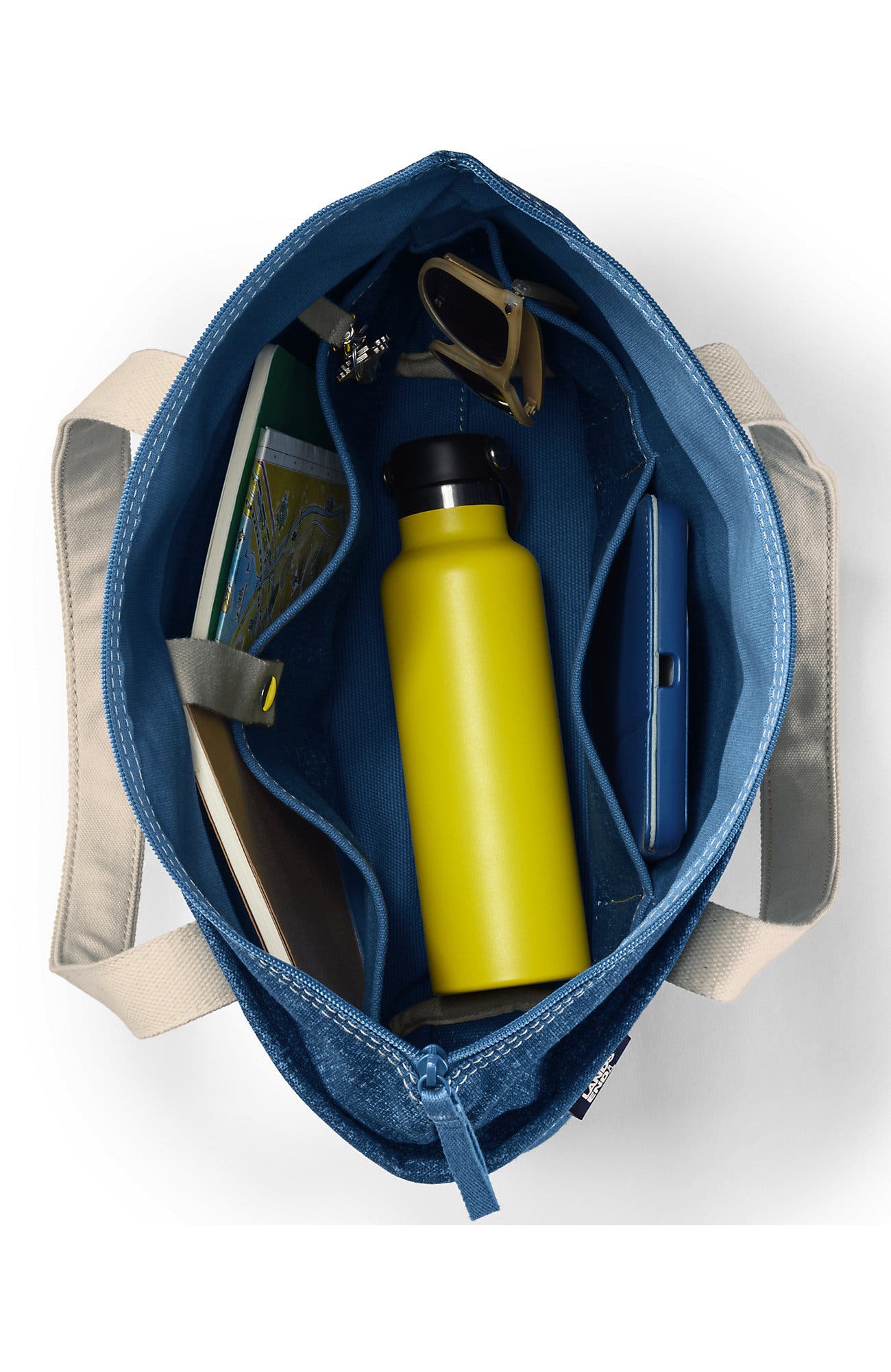 Zip Top Canvas Tote Bag, Alternate, color, Denim Blue